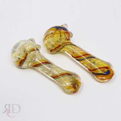 GLASS PIPE FUMED AND RASTA ART FANCY PIPE GP2553 1CT